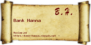Bank Hanna névjegykártya